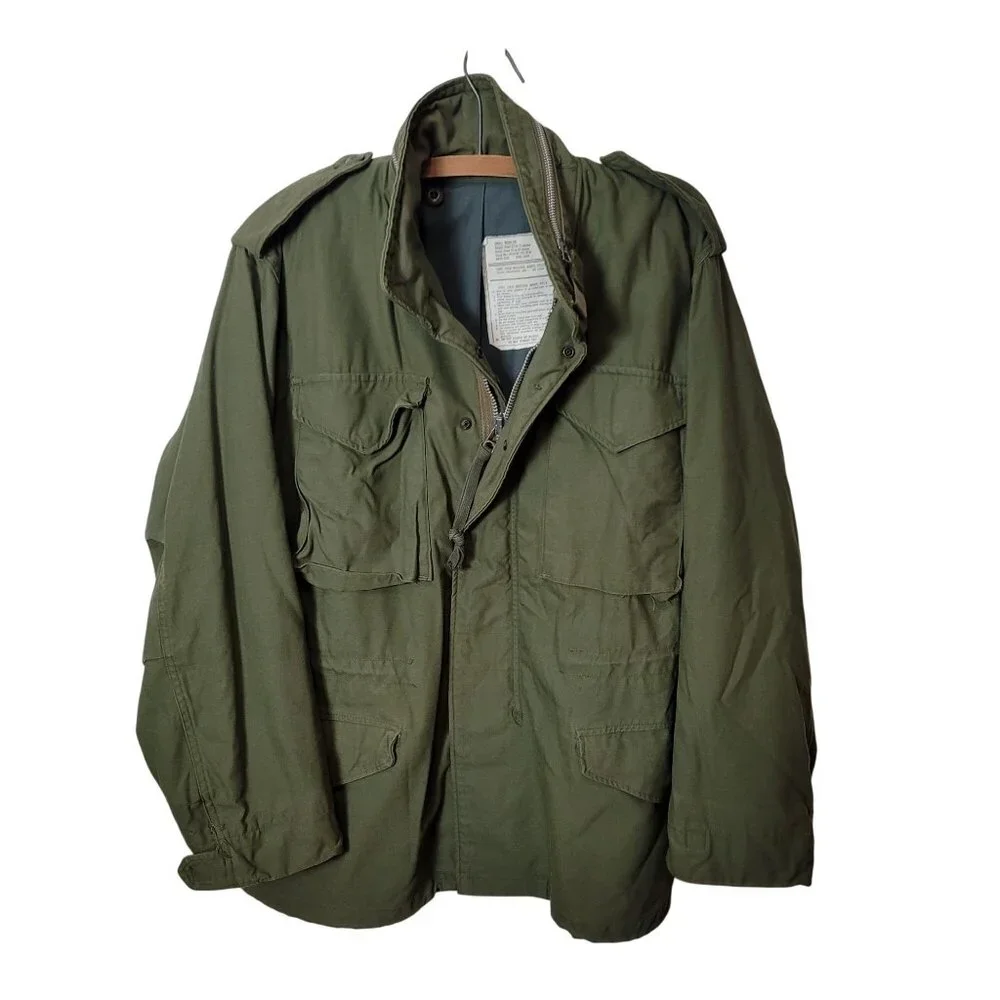 Vintage Alpha Industries M65 Mens Field Jacket Olive Green Cold Weather Coat - Picture 10 of 14
